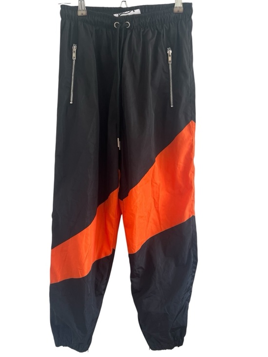 Sneak Gallery Other - Sneak Gallery Laced Up Black Track Pants with Bold Orange